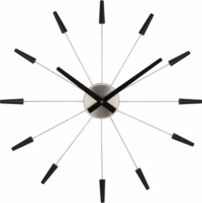Produktbild von NeXtime 2610ZW, Wand, Quarzuhr, Kreis, Schwarz, Edelstahl, Erwachsene