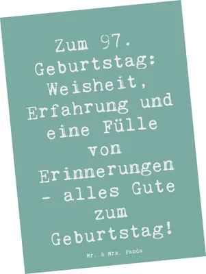 Produktbild von Mr. & Mrs. Panda Grußkarte Spruch 97. Geburtstag - Meeresbrise - Geschenk, Postkarten, Weisheit, bildkarte, Ansichtskarte, Postkarte, besondere Erinnerungen, Erfahrung