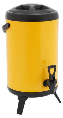 Image de Récipient isotherme pour boissons - Distributeur de boissons de 8 à 10 litres - En acier inoxydable avec robinet - Pour boissons chaudes et froides - Maintien de la température pendant 4 à 8 heures - Jaune
