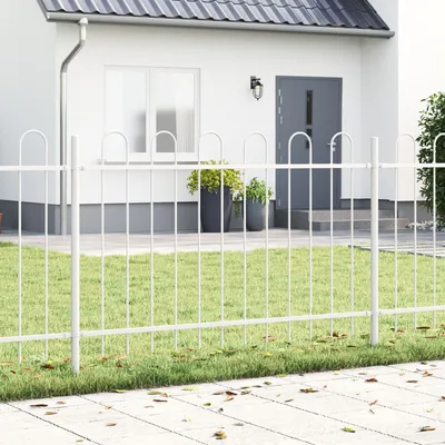 Produktbild von Möbel Gartenzaun mit Bogenoberteil Weiß 1,7x1 m Stahl - Metallzäune 42003885