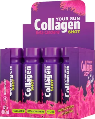 Produktbild von Your Sun Collagen Shot Mango-Pfirsich mit Vitamin D3 12x80 ml Bräunungsdrink