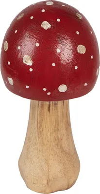 Zdjęcie produktu dla Clayre & Eef Dekoracja Grzyb Ø 6x13 cm Czerwone drewno