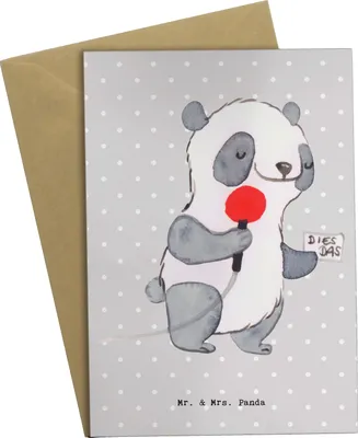Produktbild von Mr. & Mrs. Panda Beileidskarte Sportreporter Herz - Grau Pastell - Geschenk, glückwunschkarten, weihnachtskarten, einladungskarten, Grußkarte, babykarte, dankeskarten