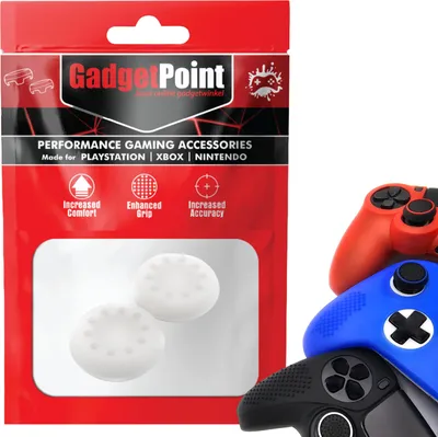 Immagine prodotto di Thumbgrips - Thumbgrips per PlayStation, PS5, Xbox X/S, One e Switch Pro Controller - Thumbgrips da gioco - Thumbstick antiscivolo ad alte prestazioni - Accessori di protezione - Thumbgrips a 8 punti - Bianco -