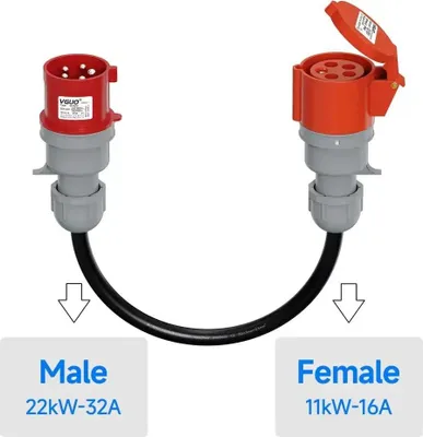 Produktbild von Ladeadapter, wandelt 22KW in 11KW um, IP66 bewertet, Adapter