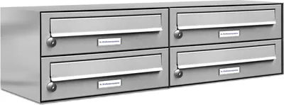Produktbild von 4er Edelstahl Briefkasten Anlage 4 Fach Wandbriefkasten Postkasten
