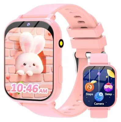 Produktbild von clleylise Smartwatch Kinder Smartwatch – Armbanduhr für Jungen und Mädchen mit 18 Spielen, Kamera, Schrittzähler & Touchscreen – Fitnessuhr für Kinder ab 6 Jahren (Rosa)