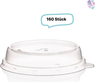 Produktbild von Deckel 160 Stück für Bagasse Salatboxen Salatschalen FIX, recycelbar, umweltfreundlich