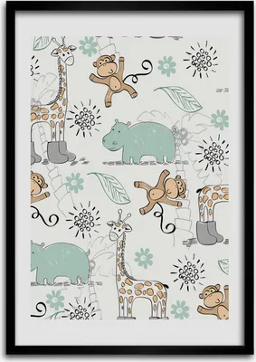 Produktbild von Bild - Bilderrahmen - Foto - 70 cm x 100 cm - MDF - Rahmen - Wandkunst - Tiere von Afrika