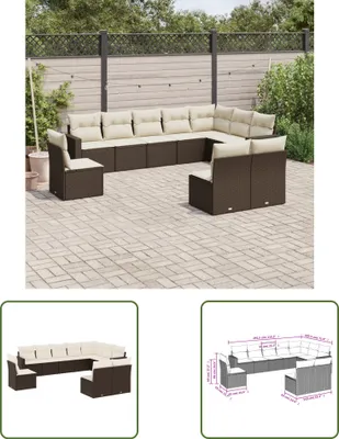 Produktbild von The Living Store 10-tlg. Garten-Sofagarnitur mit Kissen Braun Poly Rattan