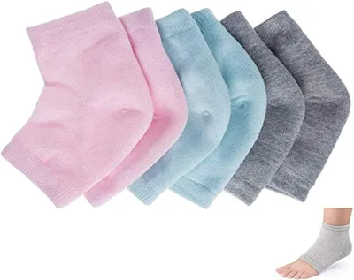 Produktbild von 3 Paar Fersengelsocken, feuchtigkeitsspendende Socken, weiche Belüftung, Fersengelsocken, offene Zehensocken für trockene, harte, rissige Haut, feuchtigkeitsspendende Tages- und Nachtpflege
