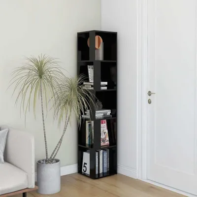Obrázok produktu pre vidaXL Rohový regál čierny 33x33x164,5 cm odvodený výrobok z dreva