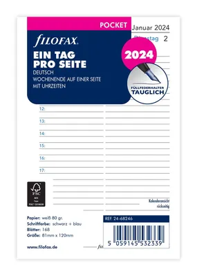 Produktbild von FILOFAX Kalendereinlage 2024 Pocket 1 Tag / 1 Seite. (D) 24-68246