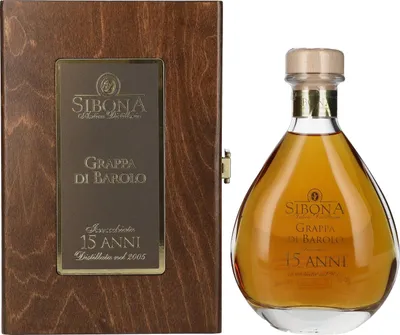 Produktbild von Sibona RISERVA SPECIALE Grappa di Barolo 15 ANNI 44% Vol. 0,5l in Holzkiste
