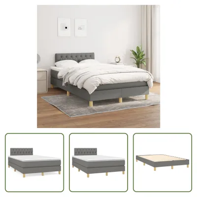 Produktbild von The Living Store Boxspringbett mit Matratze Dunkelgrau 120x200 cm Stoff
