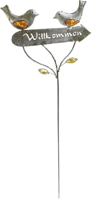 Produktbild von Gartenstecker Gartenschild Beetstecker Gartendeko Willkommen Metall 22x110 cm
