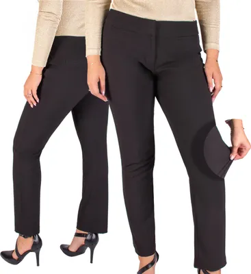 Immagine prodotto di FIRI, Pantaloni eleganti da donna, gamba dritta, comodi, materiale elasticizzato, nero, W42-L29 XL