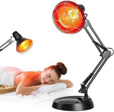 Zdjęcie produktu dla Lampa podczerwieni - lampa terapeutyczna - relaksacja mięśni w domu - regulowana temperatura - 150 wat - czarna