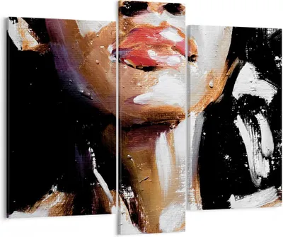 Produktbild von Bild auf Leinwand - Leinwandbild - 3 Teile - Öl Mund Frau - 95x80cm - Wand Bild - Wanddeko - Wandbilder - Leinwanddruck - Bilder - Wanddekoration - Leinwand bilder - Wandbild - CB95x80-4724