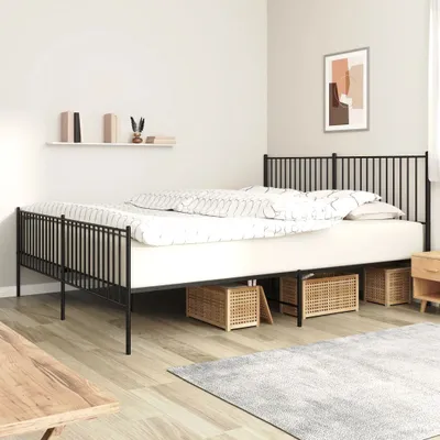 Immagine prodotto di Maison Exclusive - Letto con testiera e pediera in metallo nero 193x203 cm