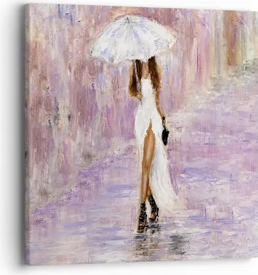 Produktbild von Bild auf Leinwand - Leinwandbild - Frau Regenschirm - 40x40cm - Wand Bild - Wanddeko - Wandbilder - Leinwanddruck - Bilder - Kunstdruck - Wanddekoration - Leinwand bilder - Wandkunst - AC40x40-3822