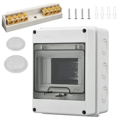 Immagine prodotto di Quadro elettrico a parete, quadro di distribuzione, grado di protezione IP65, con morsetti in ottone, per 5 moduli (1 fila)