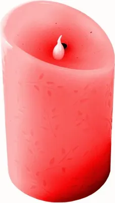 Image de Bougie en cire véritable LED avec effet de scintillement réaliste et motif de feuilles, 9 x 15 cm