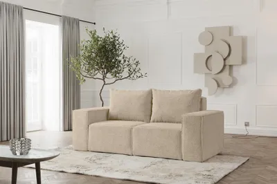 Produktbild von Sofa Designersofa ESTELLE 2-Sitzer in Stoff Abriamo Beige