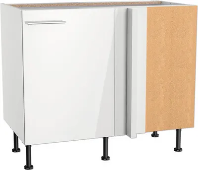Produktbild von Optifit Eckunterschrank Rurik986 BxTxH 100 x 58,4 x 87 cm weiß glänzend zerlegt Anschlag reversibel KFRU UEL116-8+
