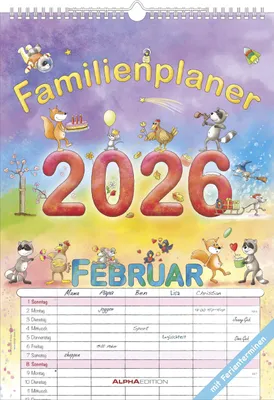 Produktbild von Familienplaner Cartoon 2026 - Familienkalender A3 (29,7x42 c