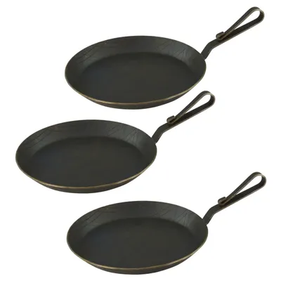 Produktbild von Servierpfanne aus Schmiedeeisen mit gebogenem Hakenstiel Ø 28 cm 3 Stück