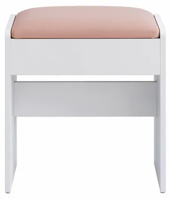 Produktbild von Gepolsterter Make-up-Hocker aus Samt mit rutschfesten Füßen | Weiß-Rosa | 45x28,6x49,5 cm