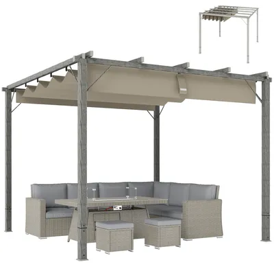 Produktbild von Outsunny Pergola ca. 3x3m Garten Pavillon mit magnetischen Pad, Terrassendachung