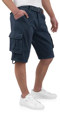 Imagen del producto de Omgoods - Pantalones cortos cargo para hombre, confeccionados en 100% algodón, con 6 bolsillos