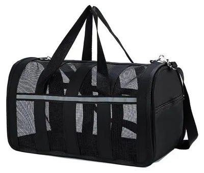 Produktbild von Ohpets® Katzen-Reisetasche – Schwarz – Bis 10 kg – Faltbar – 42 x 28 x 35 cm