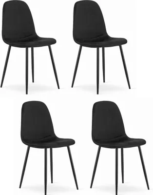 Obrázek produktu pro VERNAZZA černá sametová židle s kovovými nohami, rozměry 45x88x51 cm, do obývacího pokoje, pracovny, 4 kusy, nosnost do 110 kg