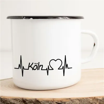 Produktbild von Huuraa Emaille Tasse Köln Geschenk Kaffeebecher Vintage 300ml Köln Präsent