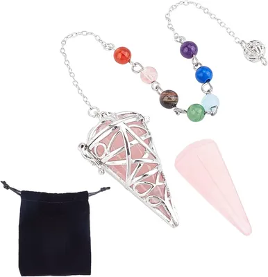 Image de Pendule en pierre pour le Reiki des 7 chakras, en quartz rose