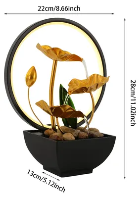 Image de Fontaine d'intérieur décorative - Éclairage LED - Eau en circulation - Pour intérieur - Plastique - 22 × 13 × 28 cm