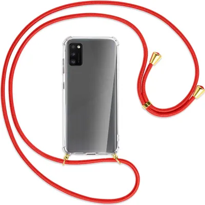 Produktbild von Handykette Backcover-Schutzhülle mit Band (Metall goldfarben) für Samsung Galaxy A41 (A415) - rot
