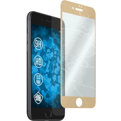 Produktbild von 1er-Pack PhoneNatic Glas-Folie klar full-screen gold kompatibel mit Apple iPhone 7 / 8 / SE 2020 - Panzerglas für iPhone 7 / 8 / SE 2020