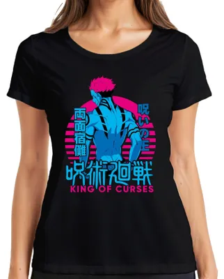 Zdjęcie produktu dla Koszulka damska Jujutsu Kaisen Sukuna Ryomen King of Curses Anime Vaporwave, czarny, L