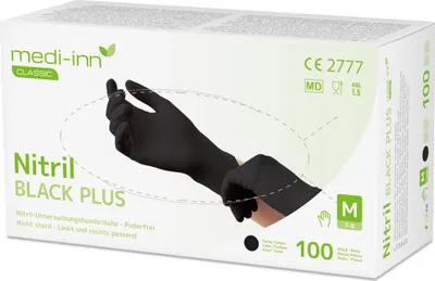 Produktbild von 100 "Medi-Inn Classic" Handschuhe, Nitril puderfrei "Black Plus" schwarz Größe: M