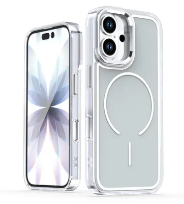 Produktbild von Magnetische Hülle für iPhone 16, Dünn Klare Stoßfest Handyhülle, Kompatibel mit MagSafe Grau