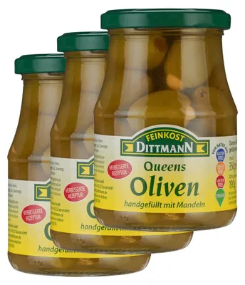 Immagine prodotto di Delicatessen Dittmann olive regina ripiene di mandorle 350g confezione da 3 pezzi