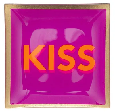 Produktbild von Gift Company Glasteller Love Plates Kiss S, Dekoteller, Schale, Glas, Fuchsia, Gold, 10 x 10 cm, 1088103015