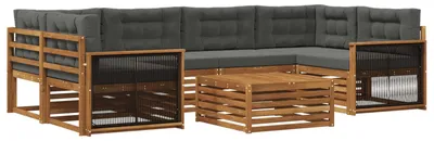Produktbild von vidaXL Outdoor-Sofagarnitur 7 stk. Natur und Anthrazit