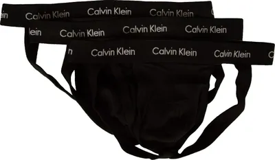 Zdjęcie produktu dla Męskie jockstrapy CK CALVIN KLEIN, zestaw 3 sztuk, jockstrapy z efektem push-up, model Coquile, widoczna elastyczna technologia tkaniny typu „wicking”, nr art. NB2623A, rozmiar L / IN 36-38 / obwód 91-97 cm, 95% bawełna, 5% Elasthan