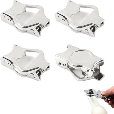 Produktbild von 4 Stück Bierflaschen Edelstahl Flaschenöffner Klappbarer | Flaschenverschluss Bierflaschenverschluss Tragbare Bierflaschenöffner mit Verschluss Bieröffner für Home Bar Camping Outdoor