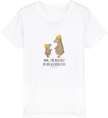Produktbild von Mr. & Mrs. Panda Kleinkinder T-Shirt Bären mit Hut 12-14 Jahre (152/164) - Weiß - Geschenk, Kindershirt, Kinder, Muttertag, Familie, Teenager, Öko, Vatertag, Bär